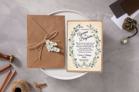 10529 - Oliva leveles esküvői meghívó