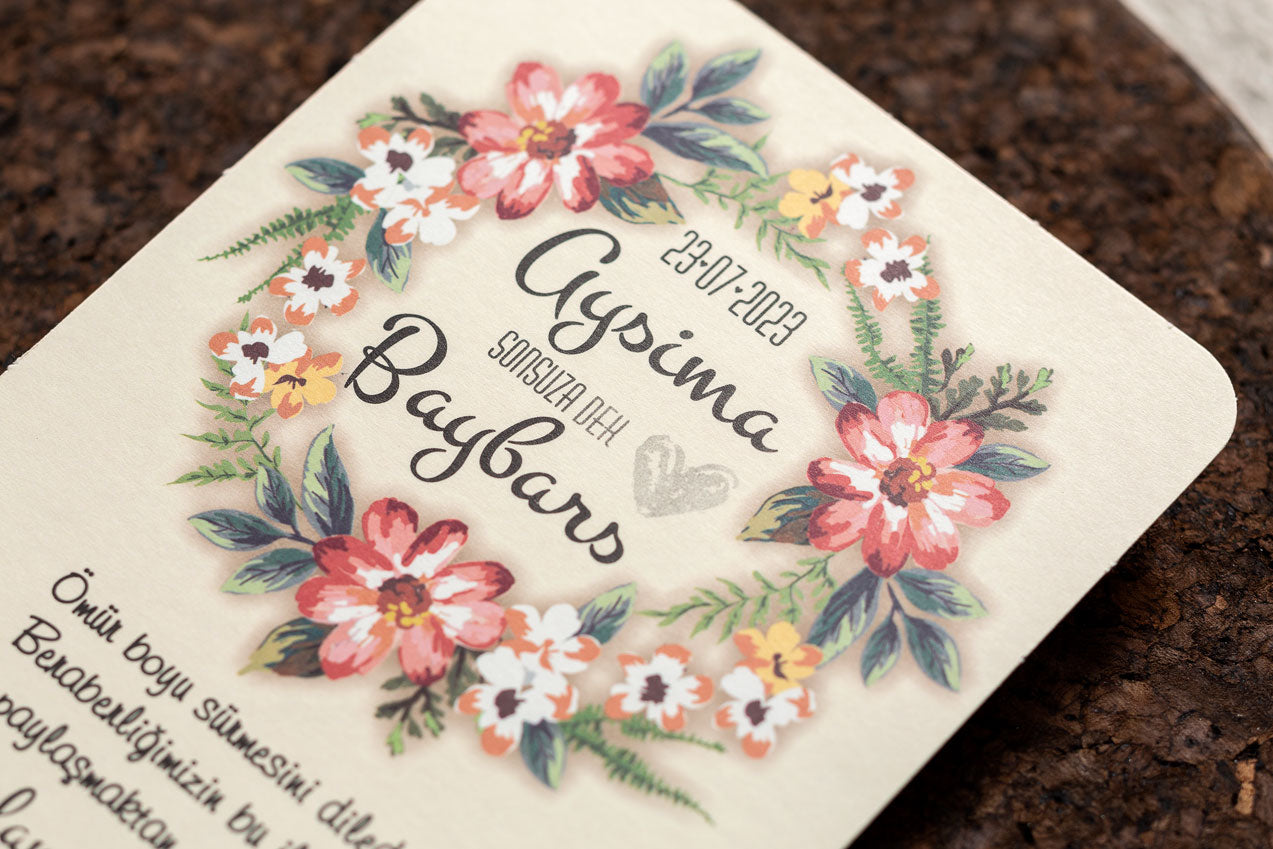 10546 - Tokos esküvői meghívó virág mintával