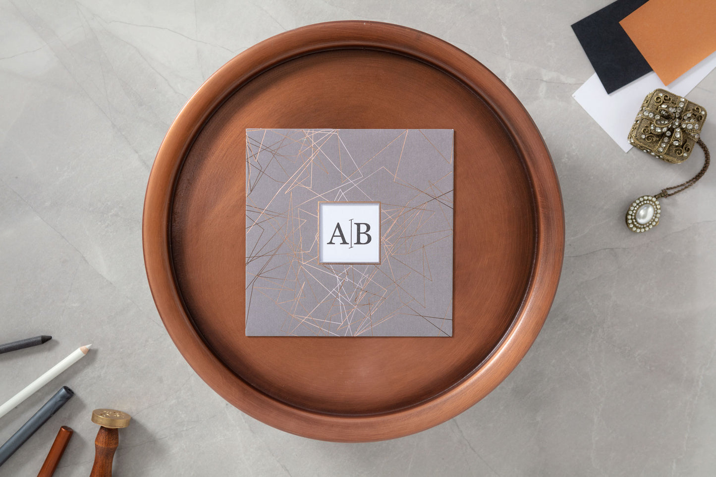 10632 - Tokos esküvői meghívó geometrikus mintával