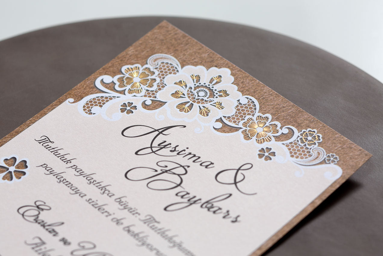 10671 - Elegáns aranyfóliás esküvői meghívó