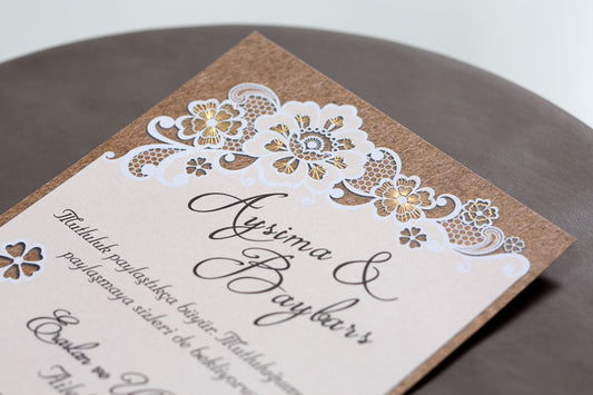 10671 - Elegáns aranyfóliás esküvői meghívó