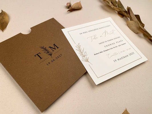 12255 - Minimalista esküvői meghívó barna tokban