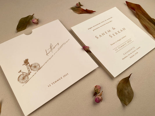 12273 - Tokos esküvői meghívó biciklis mintával