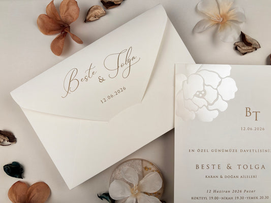 13318 - Virágmintás esküvői meghívó