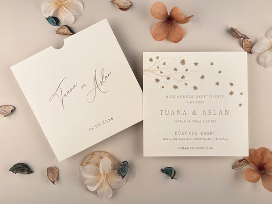 13333 - Tokos esküvői meghívó, őszi stílusban