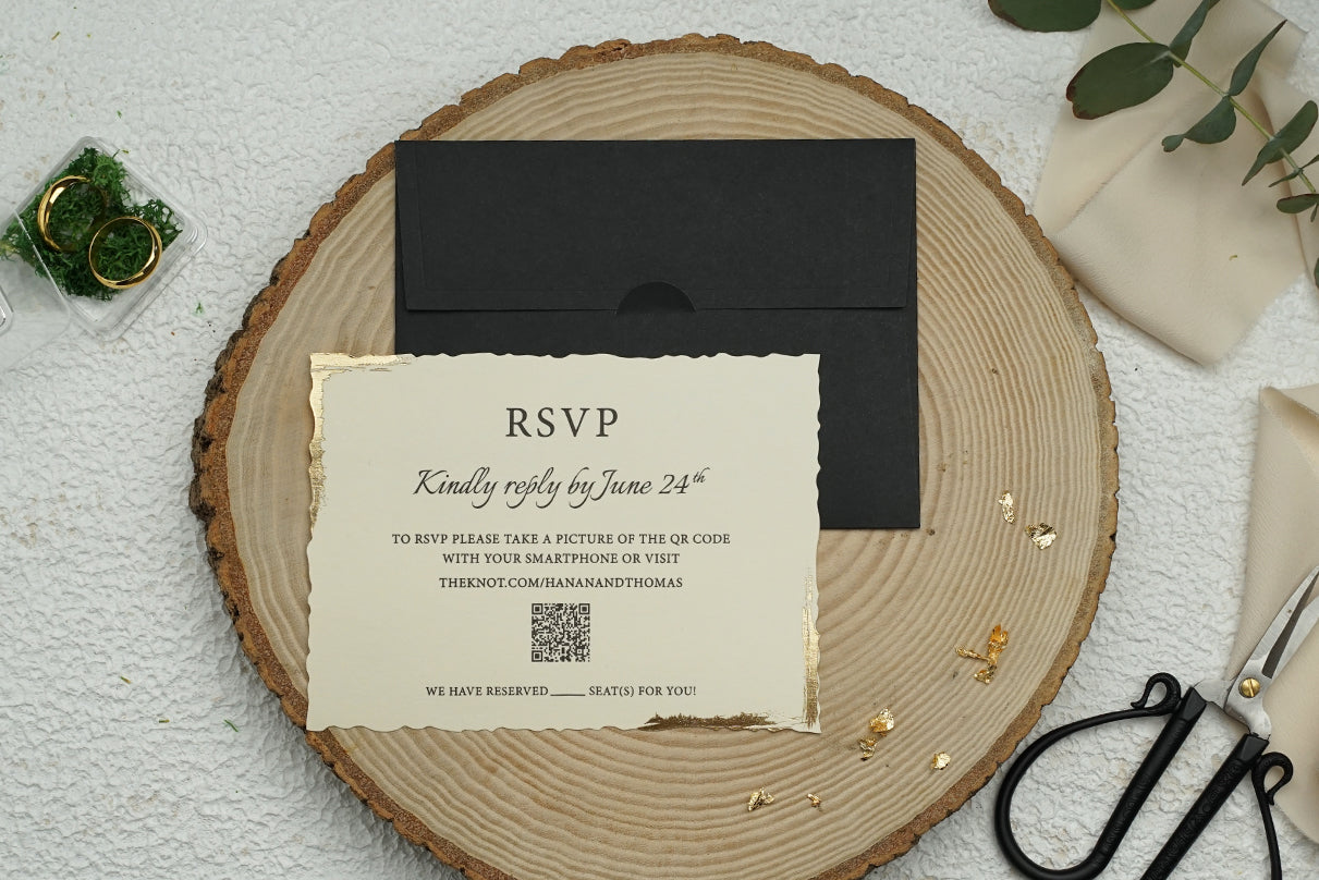 9321 - RSVP 9192 - Esküvői meghívó kiegészítő kártya-esküvői meghívó-Erdélyi Esküvői Meghívók-arany,fekete-Erdélyi Esküvői Meghívók