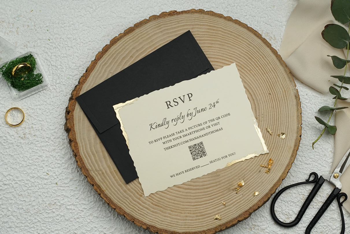 9321 - RSVP 9192 - Esküvői meghívó kiegészítő kártya-esküvői meghívó-Erdélyi Esküvői Meghívók-arany,fekete-Erdélyi Esküvői Meghívók
