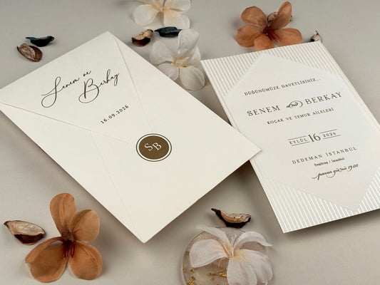 96935 - Elegáns esküvői meghívó dombornyomott mintával