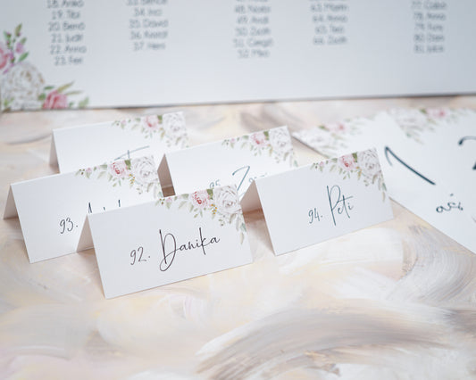 UK32 - Rózsás ültetőkártya-Ültetőkártya-Erdélyi Esküvői Meghívók-EM29,rózsaszín,virág,ültetőkártya-Erdélyi Esküvői Meghívók