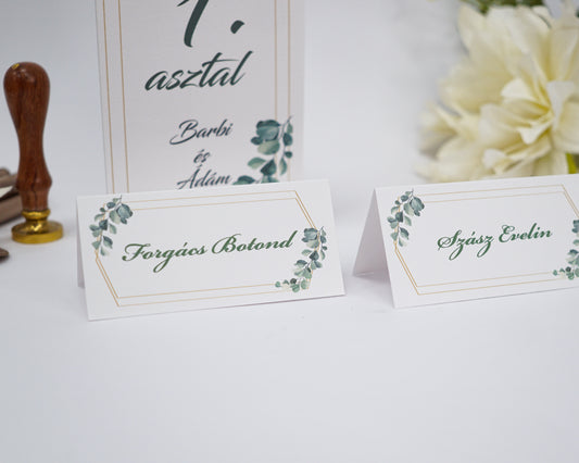 UK29 - Eukaliptuszos ültetőkártya-Ültetőkártya-Erdélyi Esküvői Meghívók-arany,greenery,zöld,ültetőkártya-Erdélyi Esküvői Meghívók
