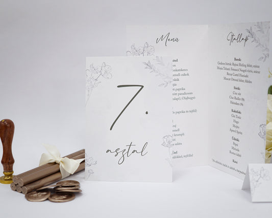 AS37 - Minimalista asztalszám virág mintával-Asztalszám-Erdélyi Esküvői Meghívók-asztalszám,greenery,watercolor-Erdélyi Esküvői Meghívók