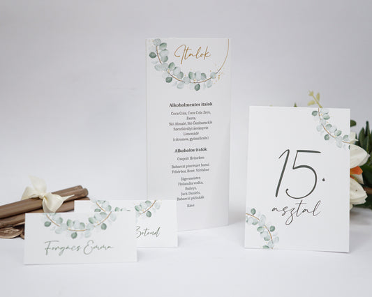 AS35 - Eukaliptusz leveles asztalszám-Asztalszám-Erdélyi Esküvői Meghívók-asztalszám,greenery,UR35,watercolor-Erdélyi Esküvői Meghívók