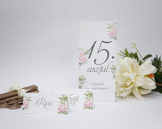 UK36 - Bazsarózsás ültetőkártya-Ültetőkártya-Erdélyi Esküvői Meghívók-EM46,rózsa,rózsaszín,virág,ültetőkártya-Erdélyi Esküvői Meghívók