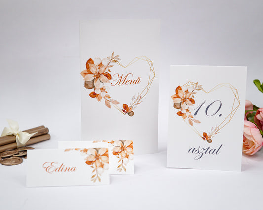 UK39 - Őszies ültetőkártya-Ültetőkártya-Erdélyi Esküvői Meghívók-ME39,terrakotta,ültetőkártya,őszies-Erdélyi Esküvői Meghívók