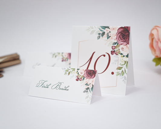 AS30 - Vörös rózsás asztalszám-Asztalszám-Erdélyi Esküvői Meghívók-asztalszám,rózsa,rózsaszín,UR30-Erdélyi Esküvői Meghívók