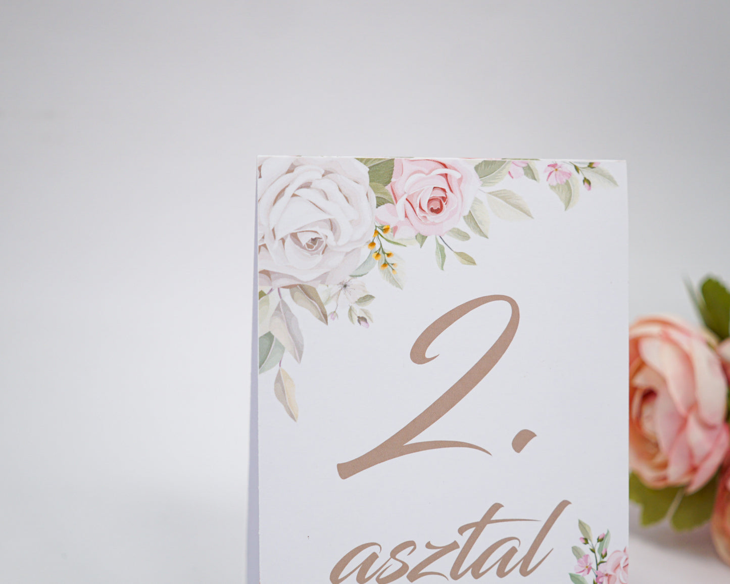 AS32 - Rózsás asztalszám-Asztalszám-Erdélyi Esküvői Meghívók-asztalszám,EM29,rózsa,rózsaszín-Erdélyi Esküvői Meghívók
