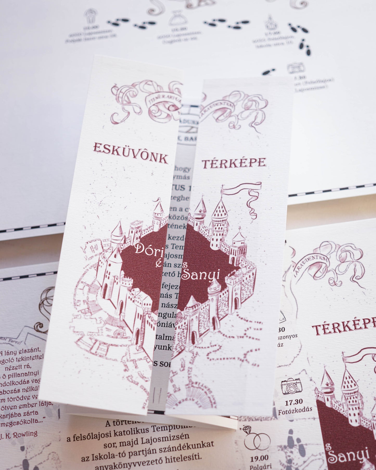 EM64 - Tekergők térképe esküvői meghívó, Harry Potter-es meghívó