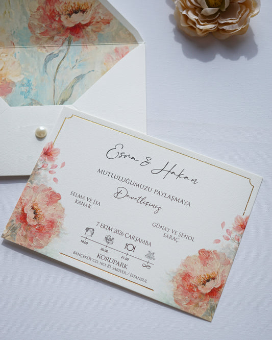 2616 - Peony Wedding Invitation