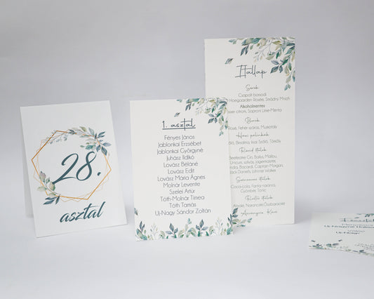 UR23 - kártyák - Zöld leveles ültetési rend