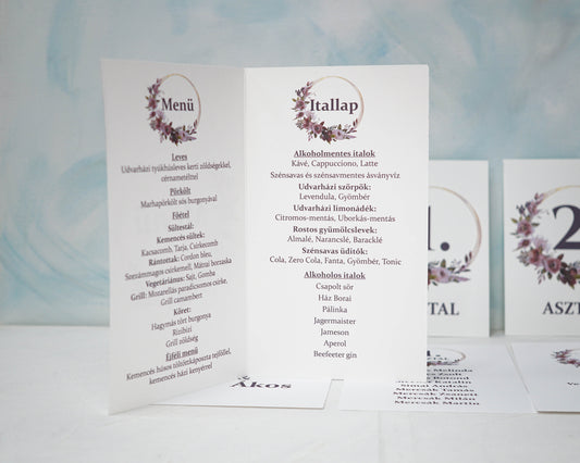 ME51 - Virágmintás Kinyitható Esküvői Menü - 9267