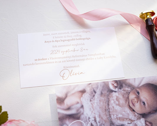 KE02 - Két oldalas fényképes keresztelő meghívó-Keresztelő-Erdélyi Esküvői Meghívók-egyedi,fényképes,keresztelő-Erdélyi Esküvői Meghívók