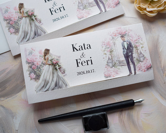 7166 - Romantic Pull-Out Wedding Invitation