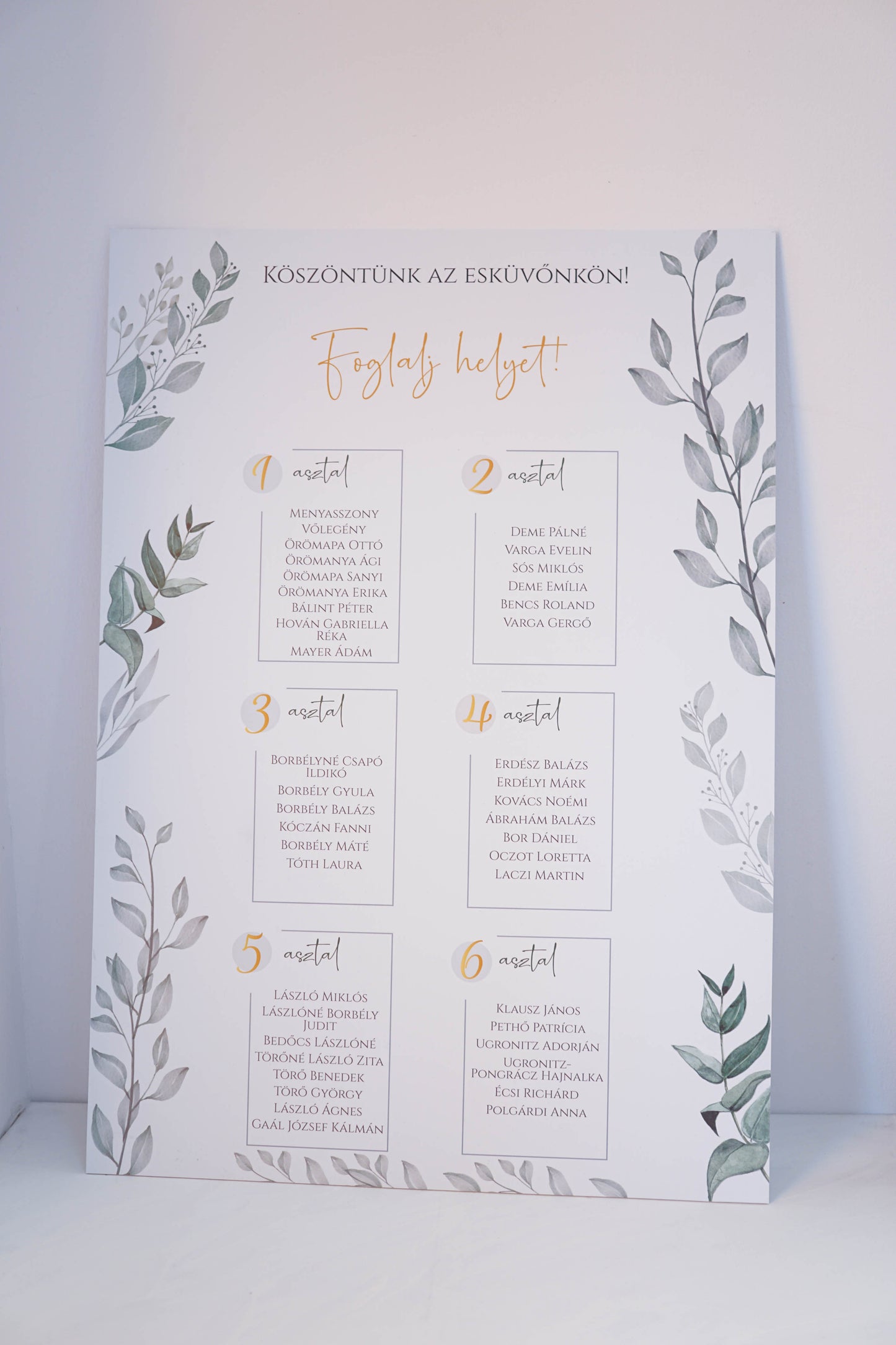 UR27 - Greenery ültetési rend-Ültetési rend-Erdélyi Esküvői Meghívók-pink,piros,virág-Erdélyi Esküvői Meghívók