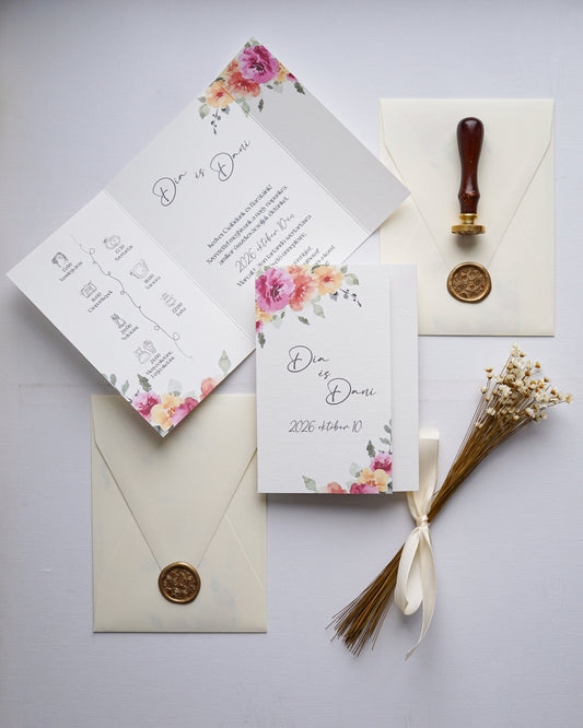 EM81 - Fold-out Floral Branch Wedding Invitation