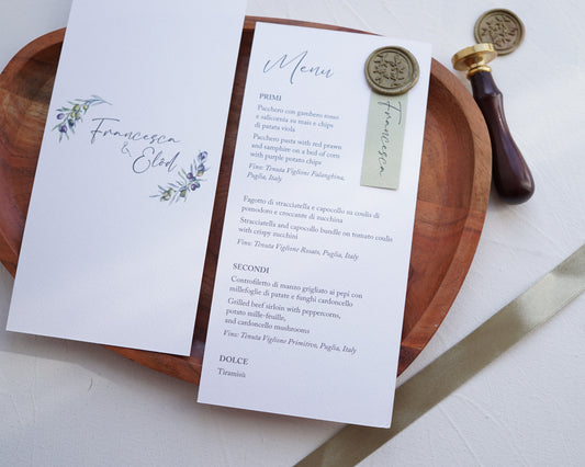 ME48/2 - Viaszpecsétes menü és ültetőkártya