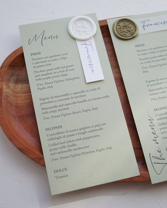 ME48/4 - Viaszpecsétes menü és ültetőkártya