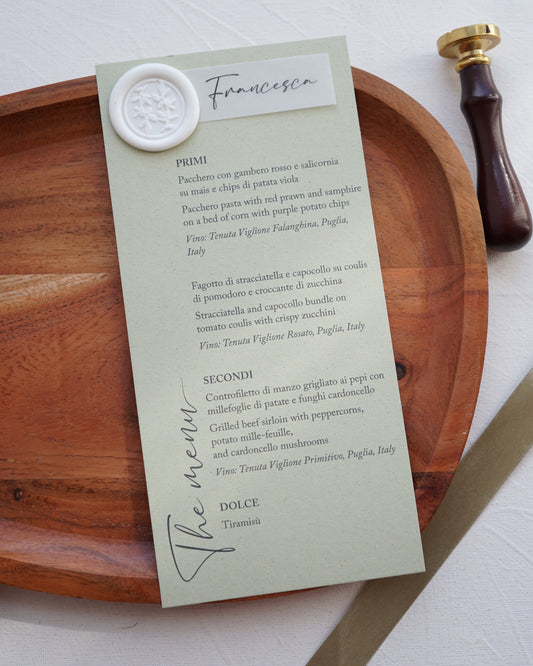 ME48/3 - Viaszpecsétes menü és ültetőkártya