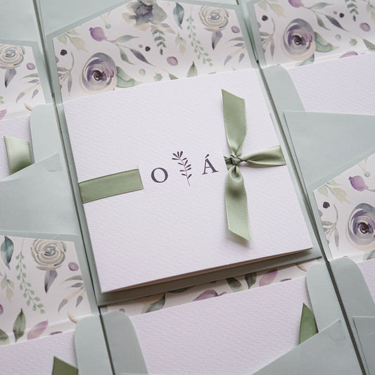 39751 - Greenery Esküvői Meghívó-esküvői meghívó-Erdélyi Esküvői Meghívók-covid,elegáns,ezüst,greenery,masni,premium,virág,zöld-Erdélyi Esküvői Meghívók