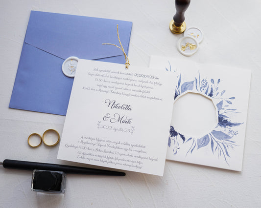 39903 - Virágmintás Esküvői Meghívó-esküvői meghívó-Erdélyi Esküvői Meghívók-kék,virág-Erdélyi Esküvői Meghívók