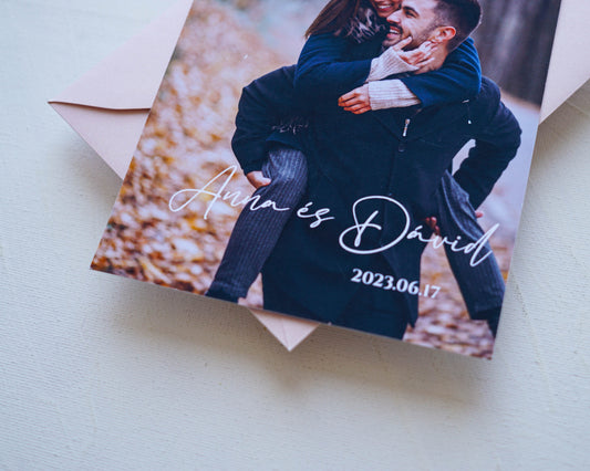 EM51 - Két oldalas fényképes esküvői meghívó-esküvői meghívó-Erdélyi Esküvői Meghívók-egyedi,fényképes-Erdélyi Esküvői Meghívók