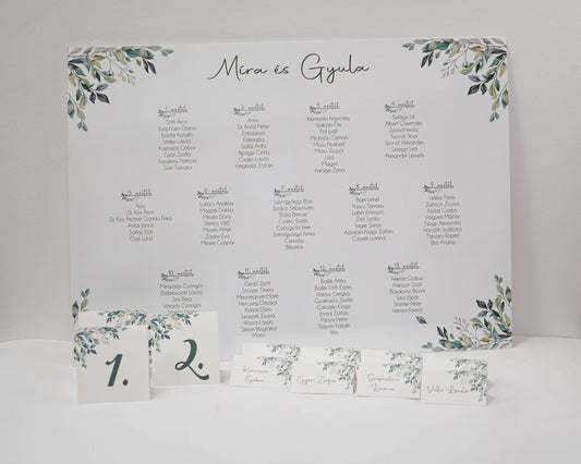 AS10 - Greenery asztalszám - EM18-Asztalszám-Erdélyi Esküvői Meghívók-asztalszám,em18,greenery,watercolor-Erdélyi Esküvői Meghívók