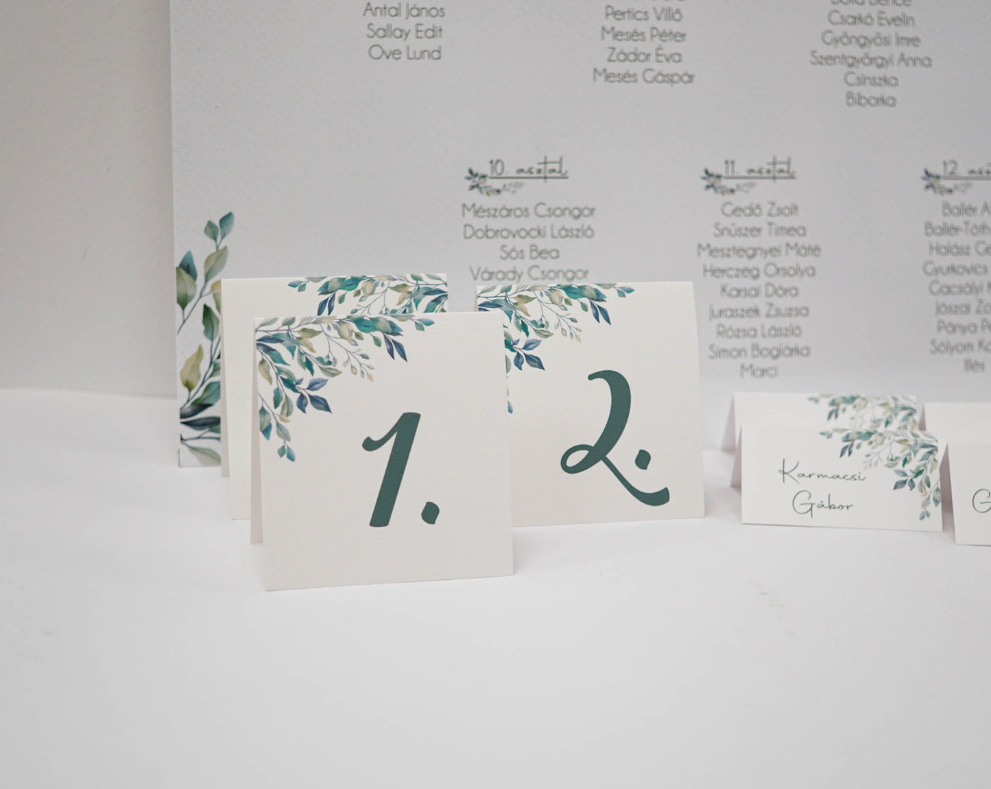 AS10 - Greenery asztalszám - EM18-Asztalszám-Erdélyi Esküvői Meghívók-asztalszám,em18,greenery,watercolor-Erdélyi Esküvői Meghívók