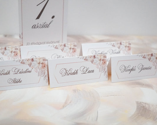 UK12 - Pasztell virágos ültetőkártya-Ültetőkártya-Erdélyi Esküvői Meghívók-ültetőkártya-Erdélyi Esküvői Meghívók