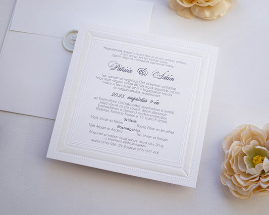 9134 - Elegáns Esküvői Meghívó-esküvői meghívó-Erdélyi Esküvői Meghívók-dombornyomott,elegáns,fekete,pecsét,premium,viaszpecsét-Erdélyi Esküvői Meghívók