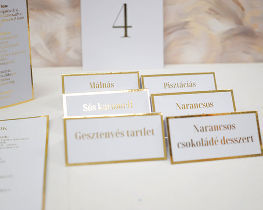 UK13 - Aranyfóliázott ültetőkártya / sütiskártya-Ültetőkártya-Erdélyi Esküvői Meghívók-ültetőkártya-Erdélyi Esküvői Meghívók