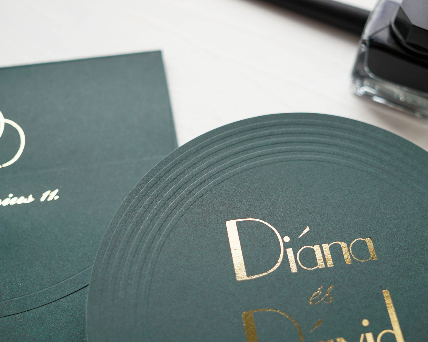 9372 - Poison Green Wedding Invitation with a special shape
