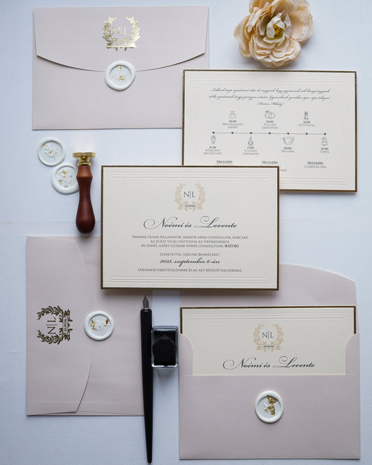 9234 - Invitație de nuntă elegantă cu plic bej