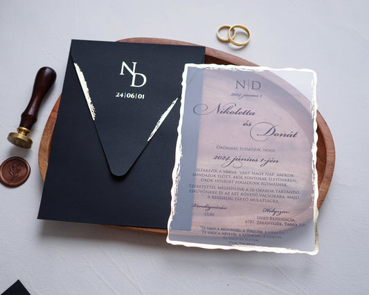 9261 - Plexi esküvői meghívó-esküvői meghívó-Erdélyi Esküvői Meghívók-arany,elegáns,plexi,premium-Erdélyi Esküvői Meghívók