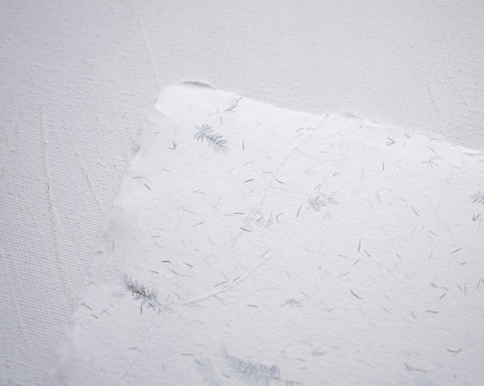 Merített papír Spárga levelekkel - 180 g/m2 - A4 - RENDELÉSRE-DIY papír-Erdélyi Esküvői Meghívók-fehér,virág-Erdélyi Esküvői Meghívók