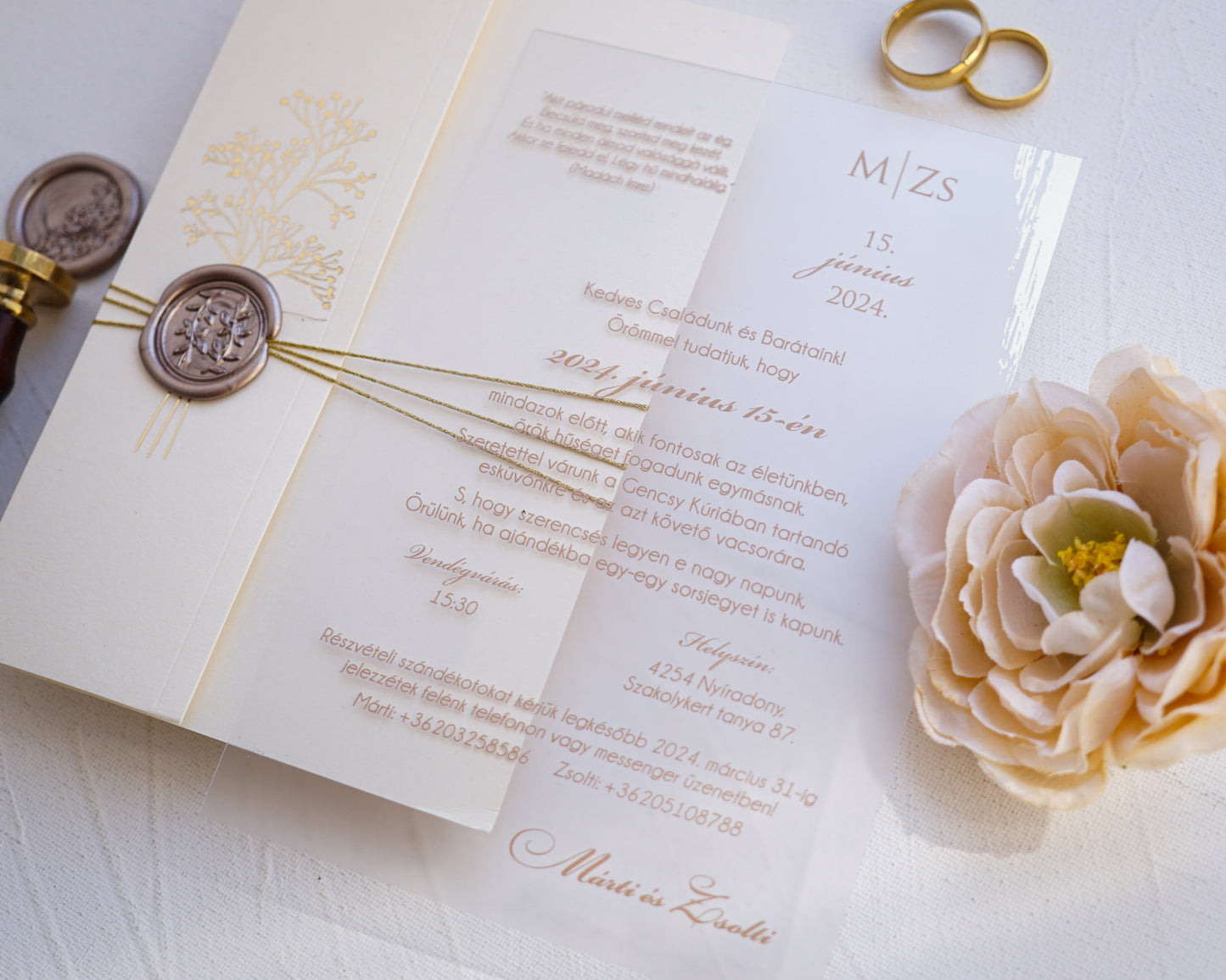 9277 - Plexi esküvői meghívó-esküvői meghívó-Erdélyi Esküvői Meghívók-arany,elegáns,krém,plexi,Valami Más!-Erdélyi Esküvői Meghívók