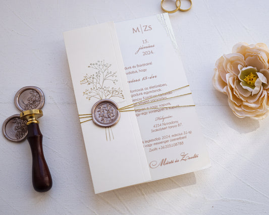 9277 - Plexi esküvői meghívó-esküvői meghívó-Erdélyi Esküvői Meghívók-arany,elegáns,krém,plexi,Valami Más!-Erdélyi Esküvői Meghívók