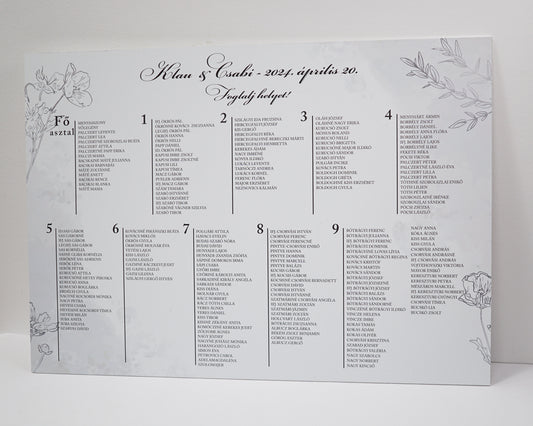 UR37 - Minimalista ültetési rend-Ültetési rend-Erdélyi Esküvői Meghívók-minimalista,virág-Erdélyi Esküvői Meghívók