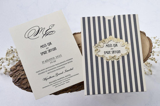 1126-esküvői meghívó-arany, barokk minta, elegáns, krém-Erdélyi Esküvői Meghívók