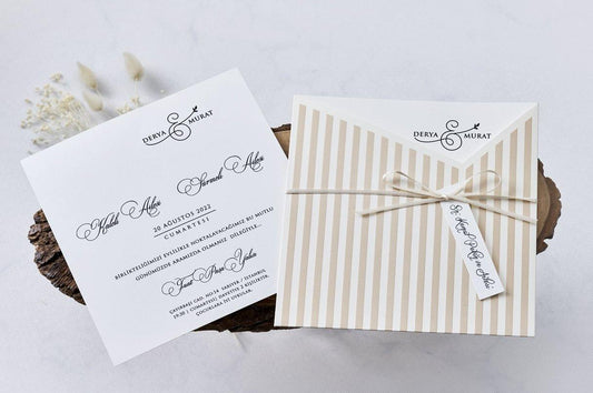 1174 - Elegáns Esküvői Meghívó-esküvői meghívó-Erdélyi Esküvői Meghívók-elegáns,krém,masni-Erdélyi Esküvői Meghívók