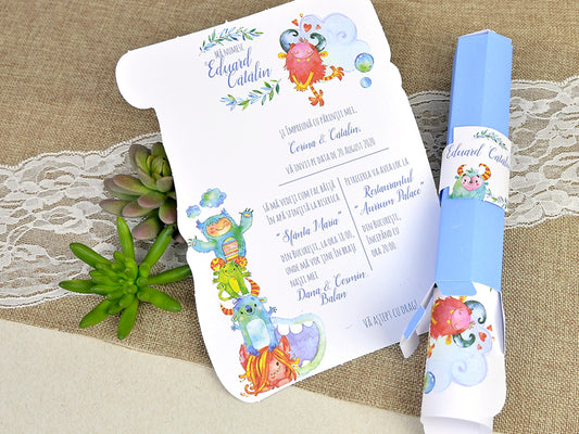 15604-Keresztelő meghívók-keresztelő, kisfiu-Erdélyi Esküvői Meghívók