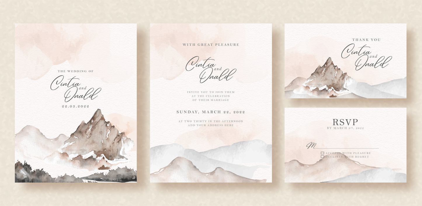 Esküvői meghívó EM15 - Két oldalas Akvarell tájkép hatású esküvői meghívó - Erdélyi Esküvői Meghívók - Wedding invitation EM15 - Két oldalas Akvarell tájkép hatású esküvői meghívó - invitatii de nunta EM15 - Két oldalas Akvarell tájkép hatású esküvői meghívó
